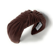 Load image into Gallery viewer, Fall Autumn Headband, Fall Knotted Headband, purple brown shimmer Knot Headband, Fall Hair Accessories, plum corduroy Headband, Best Seller, headbands for women, best selling items, knotted headband, hairbands for women, Fall Winter gifts, Solid color knot Headband, Solid color hair accessories, plum color knot headband, corduroy knotted headband, winter headband, Birthday gifts, custom knot headband, Winter Autumn accessories, brown headband, plum corduroy fabric headband, autumn knot headband