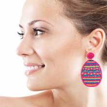 Load image into Gallery viewer, Easter Egg Beaded Earrings, Easter Egg Earrings, pastel Easter Egg Earrings, Egg Beaded Earrings, Seed Bead, Easter eggs earrings, Multicolor Egg earrings, Cute Easter Egg beaded earrings, bunny beaded earrings, Easter rabbit beaded earrings, rabbit beaded earrings, Easter rabbit bead earrings, Rabbit bead earrings, Easter day gifts, Easter accessories, Easter jewelry accessories, Easter accessories, Easter Rabbit earrings, Easter gifts, best Selling items, Pink Easter earrings