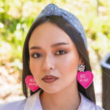 Load image into Gallery viewer, BE Mine Heart Candy Beaded Earrings, Heart Candy Earrings, Valentines Day Earrings, Valentines Beaded Earrings, sweethearts Conversation heart earrings, Valentines Heart earrings, Pink earrings, valentine’s day beaded earrings, XOXO beaded earrings, valentines beaded earrings, Hearts earrings, Valentine’s day earrings, valentines day gifts, tween girls accessories, Valentine’s day accessories, Best friend gifts, Best selling items, boho earrings, custom earrings, unique earrings, unique gifts