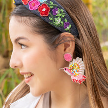 Load image into Gallery viewer, Hummingbird Beaded Earrings, beaded hummingbird Earrings, Hummingbird Earrings, Pink hummingbird Beaded Earrings, pink bead earrings, hummingbird lover bead earrings, hummingbird beaded earrings, hummingbird pink earrings, Beaded earrings, pink bead earrings, pink seed bead earrings, pink accessories, summer accessories, pink earrings, gifts for mom, best friend gifts, birthday gifts, pink jewelry, pink bead earrings, bird earrings accessory, summer earrings, bird earrings