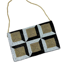 Load image into Gallery viewer, black white beaded clutch purse, white black bead purse, beaded bag, boho handbag, beaded bag, black white seed bead clutch, birthday gift for her, clutch bag, seed bead purse, engagement gift, party clutches, black white purse, gifts to bride, wedding gift, evening bags, elegant beaded clutch purse, birthday gift for her, summer clutch, unique clutch purse, beaded bag, Autumn bag, black boho purse, square beaded clutch purse, unique bags, best selling items, handmade gifts, handmade bag purse, evening purs