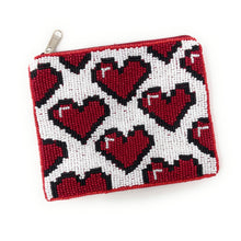 Load image into Gallery viewer, red heart Coin Purse Pouch, red sequin heart bead Purse, red Beaded Pouch, Valentine’s day Purse, Boho bags, Wallets for her, boho pouch accessories, bachelorette gifts, best friend gifts, miscellaneous gifts, best seller, best selling items, gifts for her, birthday gifts, preppy beaded wallet, party favors, bachelorette bag, money pouch, credit card bag, unique cute gifts, mother’s day gift, handmade gifts, Valentine’s lover gifts, Valentines theme accessories, Custom gifts, credit card pouch