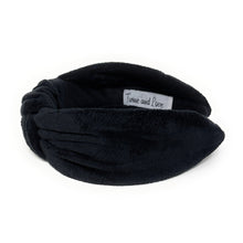 Load image into Gallery viewer, black knot Headband, black Knotted Headband, black velvet Knot Headband, black Hair Accessories, 2025 hair accessories, Best Seller, headbands for women, best selling items, wide knotted headband, hairbands for women, birthday gifts, Solid color knot Headband, Solid color hair accessories, wide knot headband, Velour knotted headband, Statement headband, Birthday gifts, Brown wide knot headband, Fall Autumn  accessories black velour headband, Velvet knot headband, wide know headband