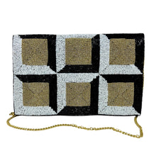 Load image into Gallery viewer, black white beaded clutch purse, white black bead purse, beaded bag, boho handbag, beaded bag, black white seed bead clutch, birthday gift for her, clutch bag, seed bead purse, engagement gift, party clutches, black white purse, gifts to bride, wedding gift, evening bags, elegant beaded clutch purse, birthday gift for her, summer clutch, unique clutch purse, beaded bag, Autumn bag, black boho purse, square beaded clutch purse, unique bags, best selling items, handmade gifts, handmade bag purse, evening purs