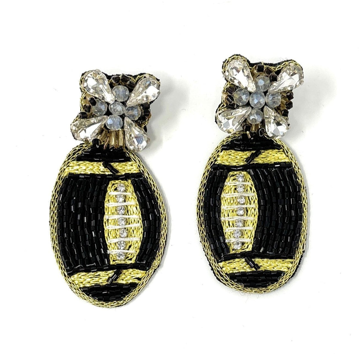 Black/Gold Football Earrings main image 0