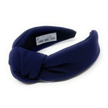 Load image into Gallery viewer, fall Headband, navy blue Knotted Headband, navy blue color Knot Headband, navy blue color Hair Accessories, navy blue knot Headband, Best Seller, headbands for women, best selling items, navy blue color knotted headband, hairbands for women, navy blue color Headband, Solid color hair accessories, navy blue headband, solid color knotted headband, Statement headband, game day knot headband, blue knot headband, solid hairband, solid color headband, custom headband, Handmade gifts, best selling items, Fall acce