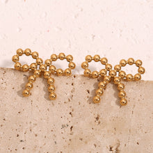 Load image into Gallery viewer, 18k Gold plated beaded earrings on a textured beige surface