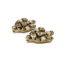 Load image into Gallery viewer, Elegant earrings featuring clusters of brown and champagne-colored gemstones, arranged in a cascading design, conveying a luxurious and sophisticated tone.