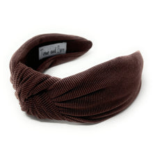 Load image into Gallery viewer, Fall Autumn Headband, Fall Knotted Headband, purple brown shimmer Knot Headband, Fall Hair Accessories, plum corduroy Headband, Best Seller, headbands for women, best selling items, knotted headband, hairbands for women, Fall Winter gifts, Solid color knot Headband, Solid color hair accessories, plum color knot headband, corduroy knotted headband, winter headband, Birthday gifts, custom knot headband, Winter Autumn accessories, brown headband, plum corduroy fabric headband, autumn knot headband