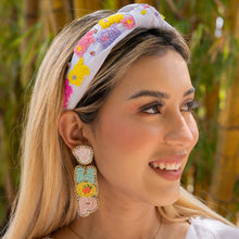 Load image into Gallery viewer, headbands for women, Easter knotted headband, headband style, top knot headband, Pink top knot headband, Easter headband, Easter hair band, bunny knot headband, top knotted headband, Bunny knotted headband, handmade headbands, top knotted headband, hand bead knotted headband, Easter bunny hair band for women, Hand bead St. Patrick’s headband, statement headbands, embellished headband, chic headband, Easter knot headband, Easter bunny headband, Easter hair accessories, Bunny knot headband