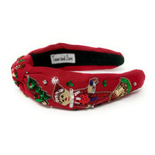 Load image into Gallery viewer, Christmas Jeweled Headband, Holiday Headband, Red Knotted Headband, Christmas Hair Accessories, Red Headband, Best Seller, Elf headband, best selling items, knotted headband, Christmas gifts, Christmas knot Headband, Red hair accessories, Christmas headband, Red holiday headband, Statement headband, embellished knot headband, jeweled knot headband, Red Jeweled headband, red Embellished headband, Christmas Elf embellished headband, Custom headband, Unique headbands, handmade headbands