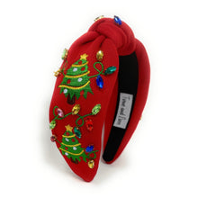 Load image into Gallery viewer, Christmas Jeweled Headband, Christmas Knotted Headband, red Knotted Headband, Christmas Hair Accessories, Red Headband, Best Seller, headbands for women, best selling items, knotted headband, hairbands for women, Christmas gifts, Christmas knot Headband, Red hair accessories, Christmas headband, holiday headband, Statement headband, Red Headband gifts, embellished knot headband, jeweled knot headband, Red Embellished headband, Christmas embellished headband, Christmas lights, Holiday lights headband