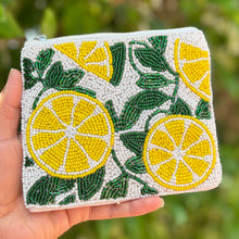 Load image into Gallery viewer, fruity beaded Coin Purse Pouch, Beaded Coin Purse, Citrus Purse, citrus Beaded Purse, Summer Coin Purse, Best Friend Gift, Boho bags, Wallets for her, boho gifts, boho pouch, boho accessories, best friend gifts, tween girl gifts, lemon beaded coin pouch, miscellaneous gifts, best seller, best selling items, bachelorette gifts, birthday gifts, preppy beaded wallet, party favors, bachelorette bag, money pouch, wallets for girls, bohemian wallet, batch gifts, mother’s day gift, fruit purse, fruity bag