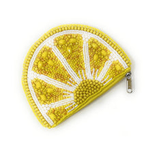 Load image into Gallery viewer, fruity beaded Coin Purse Pouch, Beaded Coin Purse, lemon Purse, lemon Beaded Purse, Summer Coin Purse, Best Friend Gift, Boho bags, Wallets for her, boho gifts, boho pouch, boho accessories, best friend gifts, tween girl gifts, citrus beaded coin pouch, miscellaneous gifts, best seller, best selling items, bachelorette gifts, birthday gifts, preppy beaded wallet, party favors, bachelorette bag, money pouch, wallets for girls, bohemian wallet, batch gifts, mother’s day gift, fruit purse, fruity bag, handmade
