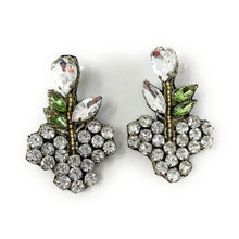 Load image into Gallery viewer, custom beaded Earrings, Unique jeweled Earrings, white green Beaded Earrings, boho earrings, green jeweled earrings, handmade earrings, custom earrings, party accessories, fancy accessories, green embellished earrings, custom earrings, best friend gifts, birthday gifts, bohemian earrings, luxurious handmade accessories, night jewelry, Fancy earrings, boho earrings, beaded earrings, Fancy jeweled earrings, white color earrings, best selling items, statement earrings, handmade gifts, custom gifts