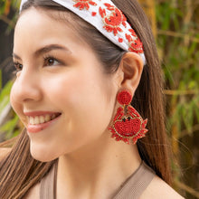 Load image into Gallery viewer, crab Beaded Earrings, crab Earrings, crab love Beaded Earrings, crab earrings, crab lover bead earrings, crab beaded earrings, red crab earrings, summer earrings, spring bead earrings, crab bead earrings, crab accessories, spring summer accessories, spring summer earrings, gifts for mom, multicolor earrings, best friend gifts, birthday gifts, lightweight crab earrings, crab earrings accessory, crab lover