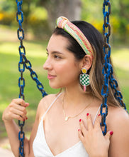 Load image into Gallery viewer, headband for woman, fashion headbands, raffia knot headband, woven headbands for women, stylish headbands, raffia headband style, top knot headband, woven top knot headband, head band, hair band, multicolor raffia headbands, raffia woven headband, women top knot headband, summer headbands, beige headband, multicolor top knot headband, handmade headbands, top knotted headband, knotted headband, white headband, light brown headband, beige top knotted headband