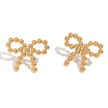 Load image into Gallery viewer, Beaded Bow 18k Gold Plated Stud Earrings