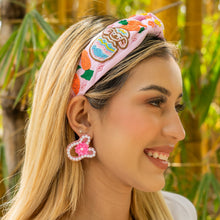 Load image into Gallery viewer, headbands for women, Easter knotted headband, headband style, top knot headband, Pink top knot headband, Easter headband, Easter hair band, bunny knot headband, top knotted headband, Bunny knotted headband, handmade headbands, top knotted headband, hand bead knotted headband, Easter bunny hair band for women, Hand bead St. Patrick’s headband, statement headbands, embellished headband, chic headband, Easter knot headband, Easter bunny headband, Easter hair accessories, Bunny knot headband