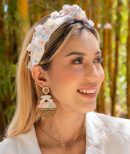 Load image into Gallery viewer, headbands for women, Easter knotted headband, headband style, top knot headband, Easter egg top knot headband, Easter headband, Easter hair band, bunny knot headband, top knotted headband, Bunny knotted headband, handmade headbands, top knotted headband, hand bead knotted headband, Easter bunny hair band for women, liberty knot headband, statement headbands, embellished headband, chic headband, Easter knot headband, Easter bunny headband, Easter hair accessories, Easter knot headband, liberty Knot headband