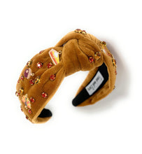 Load image into Gallery viewer, Thanksgiving Jeweled Headband, Thanksgiving headband, Autumn Hair Accessories, Autumn Headband, knot headband, boho headband, best selling items, Fall knotted headband, hairbands for women, Thanksgiving gifts,  Fall knot Headband, Thanksgiving accessories, corduroy headband, Fall corduroy headband, Statement headband, Turkey gifts, jeweled knot headband, Jeweled headband, Thanksgiving party, Embellished headband, Autumn embellished headband, bejeweled headband