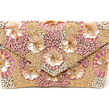 Load image into Gallery viewer, Floral beaded clutch purse, seed bead purse, beaded bag, neutral color handbag, beaded bag, floral nude color clutch, birthday gift for her, Fall clutch bag, seed bead purse, engagement gift, party clutches, bridal gift, floral purse, gifts to bride, gifts for bride, wedding gift, evening bags, Autumn beaded clutch purse, birthday gift for her, Neutral beaded clutch, seed bead purse, beaded bag, Beige bag, boho purse, beige beaded clutch purse, unique bags, best selling items, handmade gifts, handmade bag p