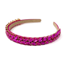 Load image into Gallery viewer, headband for women, fall headband, fuchsia color headband, fall winter headband, fuchsia headband, fuchsia dainty headband, fuchsia baroque  headband, dainty gold headband, fuchsia hair band, unique fuchsia headbands, unique headband, statement headbands, fuchsia leaf headband, knotted headband, fuchsia hair accessories, embellished headband, gemstone headband, luxury headband, embellished headband, jeweled dainty headband, baroque embellished headband, custom headband