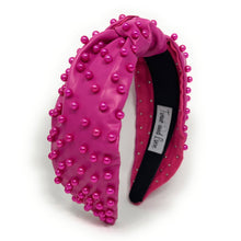 Load image into Gallery viewer, headband for women, fashion headbands, women headband, headbands for women, stylish headbands, headband style, top knot headband, vegan top knot headband, head band, hair band, trendy headbands, top knotted headband, neutral headband, summer headbands, handmade headbands, top knotted headband, knotted headband, head band, hair band for women, statement headbands, Fall headbands, hair accessories, twist knotted headband, pearly knot headband, leather headband, pearl headband, cluster pearl headband
