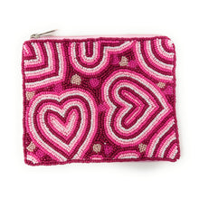 Load image into Gallery viewer, Pink heart Coin Purse Pouch, pink hearts bead Purse, pink Beaded Pouch, Valentine’s day Purse, Boho bags, Wallets for her, boho pouch accessories, bachelorette gifts, best friend gifts, miscellaneous gifts, best seller, best selling items, gifts for her, birthday gifts, preppy beaded wallet, party favors, bachelorette bag, money pouch, wallets for her, unique cute gifts, mother’s day gift, handmade gifts, Valentine’s lover gifts, Valentines theme accessories, Custom gifts, credit card pouch, pink pouch purs