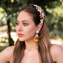 Load image into Gallery viewer, Halloween Headbands for Women, Custom Headbands, Hand Bead Headbands for Halloween, Trendy Halloween Headbands, Halloween Headbands, Halloween Knotted Headband, black Knotted headband, Halloween Hair Accessories, knotted headband, Custom headbands, Halloween gifts, halloween knot Headband, Halloween hair accessories, black Halloween headband, Statement headband, Halloween gifts, Trendy Halloween headband, Knot headband, Unique headbands, Ghosts headband, Headbands with ghosts