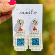 Load image into Gallery viewer, custom beaded Earrings, teacher jeweled Earrings, glue Beaded Earrings, teacher earrings, teacher jeweled earrings, handmade earrings, custom earrings, bejeweled accessories, teacher jewelry accessories, teacher appreciation gift, teacher gifts, birthday gifts, bohemian earrings, luxurious handmade accessories, party earrings, teacher appreciation week gifts, teaching earrings, rhinestone earrings, embellished earrings, party earrings, statement earrings, best selling items, lightweight earrings