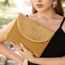 Load image into Gallery viewer, beaded clutch purse, beaded bag, birthday gift for her, evening clutches, seed bead purse, beaded bag, seed bead clutch, engagement gift, bridal gift to bride, bridal gift, gifts to bride, wedding gift, bride gifts, crossbody purse, bride to be gift, engagement gift, bachelorette gifts, best friend gift, best selling items, bride to be gift, bridal gifts for bride, party bag, boho clutch, best friend gift, bridesmaid gift, bachelorette gift, gold beaded clutch purse, gold beaded clutch
