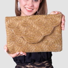 Load image into Gallery viewer, beaded clutch purse, beaded bag, birthday gift for her, evening clutches, seed bead purse, beaded bag, seed bead clutch, engagement gift, bridal gift to bride, bridal gift, gifts to bride, wedding gift, bride gifts, crossbody purse, bride to be gift, engagement gift, bachelorette gifts, best friend gift, best selling items, bride to be gift, bridal gifts for bride, party bag, boho clutch, best friend gift, bridesmaid gift, bachelorette gift, gold beaded clutch purse, gold beaded clutch