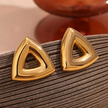 Load image into Gallery viewer, custom stud Earrings, 18k gold plated stud Earrings, minimalist style Earrings, hoop 18k gold plated earrings, custom earrings, earrings party accessories, fancy accessories, 18k gold plated earrings, triangle custom earrings, best friend gifts, birthday gifts, dainty bohemian earrings, luxurious handmade accessories, embellished night jewelry, Fancy earrings, bridal gold plated earrings, beaded jeweled earrings, best selling items, handmade gifts, custom gifts, valentines day gifts valentines day for her,