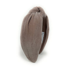 Load image into Gallery viewer, Fall Autumn Headband, Fall Knotted Headband, grayish brown shimmer Knot Headband, Fall Hair Accessories, gray corduroy Headband, Best Seller, headbands for women, best selling items, knotted headband, hairbands for women, Fall Winter gifts, Solid color knot Headband, Solid color hair accessories, Grey color knot headband, corduroy knotted headband, Fall Autumn headband, Birthday gifts, custom knot headband, Winter Autumn accessories, brown headband, coffee corduroy fabric headband, autumn knot headband