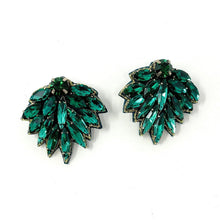 Load image into Gallery viewer, custom beaded Earrings, Unique jeweled Earrings, green Beaded Earrings, boho earrings, green jeweled earrings, handmade earrings, custom earrings, party accessories, fancy accessories, green embellished earrings, custom earrings, best friend gifts, birthday gifts, bohemian earrings, luxurious handmade accessories, night jewelry, Fancy earrings, boho earrings, beaded earrings, Fancy jeweled earrings, emerald color earrings, best selling items, statement earrings, handmade gifts, custom gifts