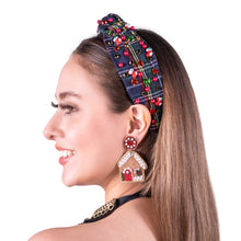 Load image into Gallery viewer, Christmas Jeweled Headband, Christmas Knotted Headband, Plaid Knotted Headband, Christmas Hair Accessories, Green Plaid Headband, Best Seller, headbands for women, best selling items, knotted headband, hairbands for women, Christmas gifts, Christmas knot Headband, Green Plaid hair accessories, Christmas headband, plaid holiday headband, Statement headband, Holiday gifts, embellished knot headband, jeweled knot headband, Red plaid Jeweled headband, Green Embellished headband, Christmas embellished headband