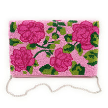 Load image into Gallery viewer, Floral beaded clutch purse, birthday gift for her, summer clutch, seed bead purse, spring beaded bag, tropical handbag, beaded bag, floral seed bead clutch, summer bag, birthday gift for her, clutch bag, seed bead purse, engagement gift, bridal gift to bride, bridal gift, floral purse, gifts to bride, gifts for bride, wedding gift, bride gifts, Summer beaded clutch purse, birthday gift for her, summer clutch, seed bead purse, beaded bag, summer bag, boho purse, pink beaded clutch purse, unique bags