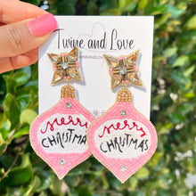Load image into Gallery viewer, 
Christmas Beaded Earrings, Christmas ornaments Earrings, Holiday Earrings, Christmas Beaded Earrings, Seed Bead, Merry Christmas, Holiday ornament earrings, ornament beaded earrings, Pink Christmas, Christmas earrings, holiday earrings, Ornament earrings, Christmas bead earrings, holiday gifts, holiday accessories, holiday beaded accessories, Holiday must have accessories, Holiday Christmas earrings, Christmas gifts, best Selling items, Pink Christmas earrings, Custom earrings
