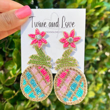 Load image into Gallery viewer, pineapple Beaded Earrings, beaded pineapple Earrings, fruit Earrings, pineapple love Beaded Earrings, fruity earrings, pineapple lover bead earrings, multicolor beaded earrings, Hawaiian earrings, Beaded earrings, pineapple bead earrings, yellow seed bead earrings, fruit accessories, summer accessories, spring summer earrings, gifts for mom, best friend gifts, birthday gifts, fruit jewelry, fruit bead earrings, pineapple earrings accessory, multicolor earrings, summer beaded earrings