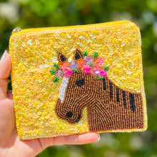 Load image into Gallery viewer, Beaded Coin Purse Pouch, horse Beaded Coin Purse, horse Beaded Coin Pouch, Beaded Purse, Summer Coin Purse, Best Friend Gift, Boho bags, Wallets for her, beaded coin purse, boho purse, gifs for her, birthday gifts, cute pouches, pouches for women, boho pouch, cowgirl gifts, cowgirl coin purse, coin purse for sister, coin pouch, best friend gift, miscellaneous gifts, birthday gift, save money gift, gift card holder, gift card pouch, gift card bag, daughter’s gift, gifts for daughter, horse lover gifts