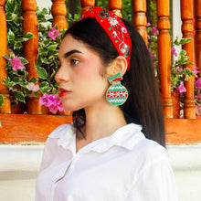 Load image into Gallery viewer, Hand Beaded Red Elf Knot Headband