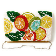 Load image into Gallery viewer, Lemon Beaded Clutch Purse, Summer Crossbody Purse, Beaded Clutch Purse, Tropical Beaded Bag, Crossbody Bag, Summer Clutch Purse, Best Seller, birthday gift for her, summer clutch, seed bead purse, beaded bag, tropical handbag, beaded bag, seed bead clutch, summer bag, beaded purse, seed bead purse, engagement gift, bridal gift to bride, bridal gift, gifts to bride, wedding gift, bride gifts, beaded clutch purse, summer clutch, seed bead purse, beaded bag, summer bag, boho purse,  Yellow color purse