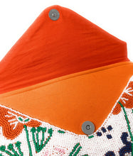 Load image into Gallery viewer, Floral beaded clutch purse, birthday gift for her, summer clutch, orange seed bead purse, spring beaded bag, tropical handbag, orange floral beaded bag, floral seed bead clutch, summer bag, birthday gift for her, clutch bag, seed bead purse, engagement gift, bridal gift to bride, bridal gift, orange purse, gifts to bride, wedding gift, bride gifts, Summer beaded clutch purse, birthday gift for her, summer clutch, seed bead purse, summer bag, boho purse, orange beaded clutch purse, handmade unique bags