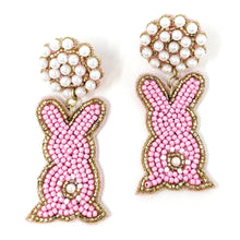 Load image into Gallery viewer, Easter Beaded Earrings, Easter bunny Earrings, pastel Easter Earrings, pink Beaded Earrings, Seed Bead, Easter Bunny earrings, pink earrings, Easter Peep beaded earrings, bunny beaded earrings, Easter rabbit beaded earrings, rabbit beaded earrings, Easter rabbit bead earrings, peeps bead earrings, Easter day gifts, Easter accessories, Easter jewelry accessories, Easter accessories, Easter Rabbit earrings, Easter gifts, best Selling items, Pearl Easter earrings, aretes de pascuas