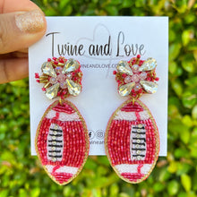 Load image into Gallery viewer, football Beaded Earrings, Ohio State football Earrings, football Earrings, Georgia football, football earrings, Arkansas football earrings, red football earrings, Texas Tech earrings, Red Devils earrings, Utah football accessories, SUNY accessories, Arkansas earrings, Best selling items, birthday gifts, sport jewelry, sport bead earrings, football accessory, College gifts, Razorbacks  earrings, game day earrings, Woo Pig, Buckeyes earrings, Boomer Sooner, College earrings
