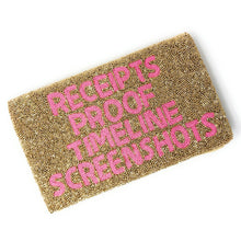 Load image into Gallery viewer, Receipts, Proof, timeline, Screenshots Purse Pouch, RHOSLC Beaded Purse, RHOSLC gifts, Crossbody bag Real Housewives Gift, beaded clutch purse, Girls trip gifts, beaded RHOSLC purse, gifts for her, birthday gifts, unique handbag, batch gifts, boho pouch, Real Housewives of Salt Lake City accessories, Receipts Proof Timeline 
Screenshoots bag, miscellaneous gifts, best friend gift, evening bag, Bachelorette gifts, Bachelorette party favors, Bravo Crossbody Bag, Bravo bachelorette, best selling items, zipper