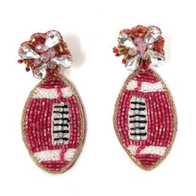 Load image into Gallery viewer, football Beaded Earrings, Ohio State football Earrings, football Earrings, Georgia football, football earrings, Arkansas football earrings, red football earrings, Texas Tech earrings, Red Devils earrings, Utah football accessories, SUNY accessories, Arkansas earrings, Best selling items, birthday gifts, sport jewelry, sport bead earrings, football accessory, College gifts, Razorbacks  earrings, game day earrings, Woo Pig, Buckeyes earrings, Boomer Sooner, College earrings