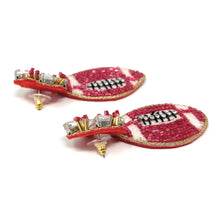Load image into Gallery viewer, football Beaded Earrings, Ohio State football Earrings, football Earrings, Georgia football, football earrings, Arkansas football earrings, red football earrings, Texas Tech earrings, Red Devils earrings, Utah football accessories, SUNY accessories, Arkansas earrings, Best selling items, birthday gifts, sport jewelry, sport bead earrings, football accessory, College gifts, Razorbacks  earrings, game day earrings, Woo Pig, Buckeyes earrings, Boomer Sooner, College earrings