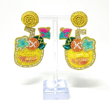 Load image into Gallery viewer, pineapple Beaded Earrings, beaded pineapple Earrings, fruit Earrings, pina colada love Beaded Earrings, fruity earrings, pineapple lover bead earrings, multicolor beaded earrings, tropical earrings, Beaded earrings, pina colada bead earrings, yellow seed bead earrings, fruit accessories, summer accessories, spring summer earrings, gifts for mom, best friend gifts, birthday gifts, fruit jewelry, fruit bead earrings, pineapple earrings accessory, multicolor earrings, summer beaded earrings